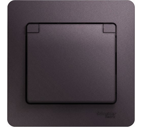 Розетка Systeme Electric Glossa с заземлением, со шторками, с крышкой, ip20, 16а, 250в, в сборе, сирен. туман GSL001446