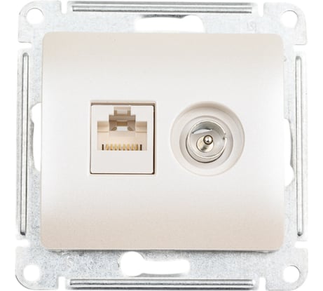 Двойная розетка: тв + компьютерная Systeme Electric Glossa rj45, кат. 5е, механизм, перламутр GSL000689