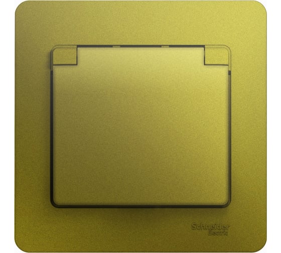 Розетка Systeme Electric Glossa с заземлением, со шторками с крышкой, ip20, 16а, 250в, в сборе, фисташковый GSL001046 1