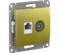 Двойная розетка: тв + компьютерная Systeme Electric Glossa rj45, кат. 5е, механизм, фисташковый GSL001089
