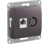 Двойная розетка: тв + компьютерная Systeme Electric Glossa rj45, кат.5е, механизм, сиреневый туман GSL001489