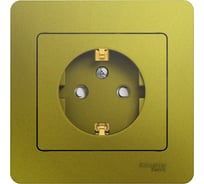 Розетка Systeme Electric Glossa с заземлением со шторками, 16а, 250в, в сборе, фисташковый GSL001044