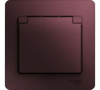 Розетка Systeme Electric Glossa с заземлением, со шторками, с крышкой, ip20, 16а, 250в, в сборе, баклажановый GSL001146