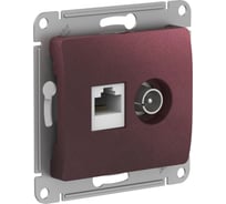 Двойная розетка: тв + компьютерная Systeme Electric Glossa rj45, кат. 5е, механизм, баклажановый GSL001189