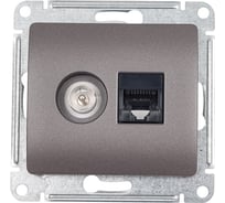 Двойная розетка: тв + компьютерная Systeme Electric Glossa rj45, кат. 5е, механизм, графит GSL001389