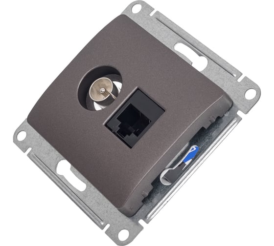 Двойная розетка: тв + компьютерная Systeme Electric Glossa rj45, кат. 5е, механизм, графит GSL001389
