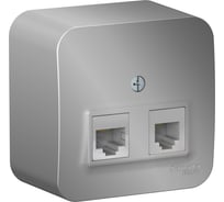 Двойная розетка: компьютерная rj45, кат.5e + телефонная rj11 Systeme Electric Blanca о/у, изол.пл., алюминий BLNIA045113
