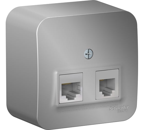 Двойная розетка: компьютерная rj45, кат.5e + телефонная rj11 Systeme Electric Blanca о/у, изол.пл., алюминий BLNIA045113 1