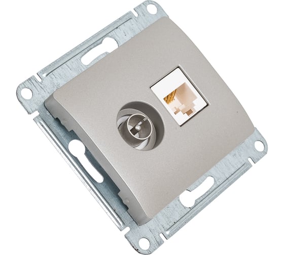 Двойная розетка: тв + компьютерная Systeme Electric Glossa rj45, кат. 5е, механизм, платина GSL001289