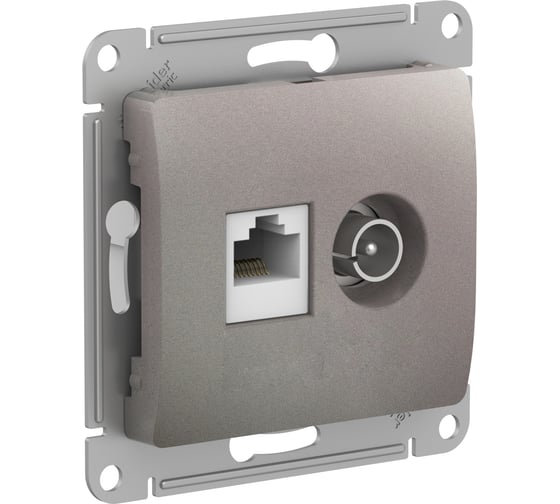 Двойная розетка: тв + компьютерная Systeme Electric Glossa rj45, кат. 5е, механизм, платина GSL001289