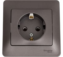 Розетка Systeme Electric Glossa с заземлением, 16а, 250в, в сборе, графит GSL001342