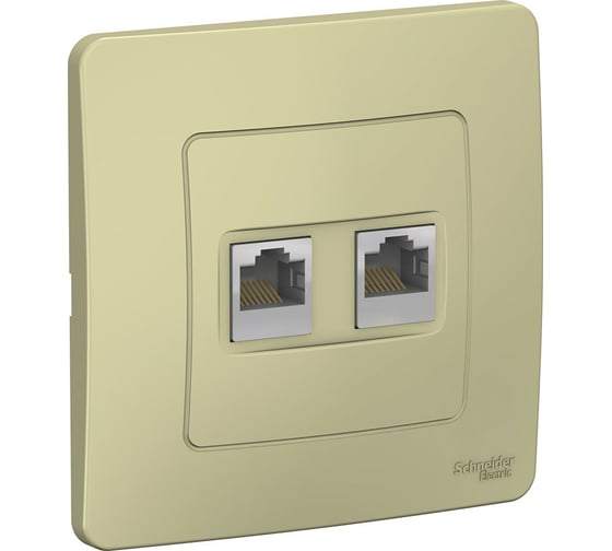 Двойная компьютерная розетка Systeme Electric Blanca скрытой установки, rj45, кат.5e, бежевый BLNIS045457 1