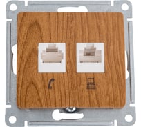 Механизм двойной розетки Systeme Electric Glossa rj11+rj45, категория 5e, дерево дуб GSL000585