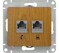 Механизм двойной розетки Systeme Electric Glossa rj11+rj45, категория 5e, дерево дуб GSL000585