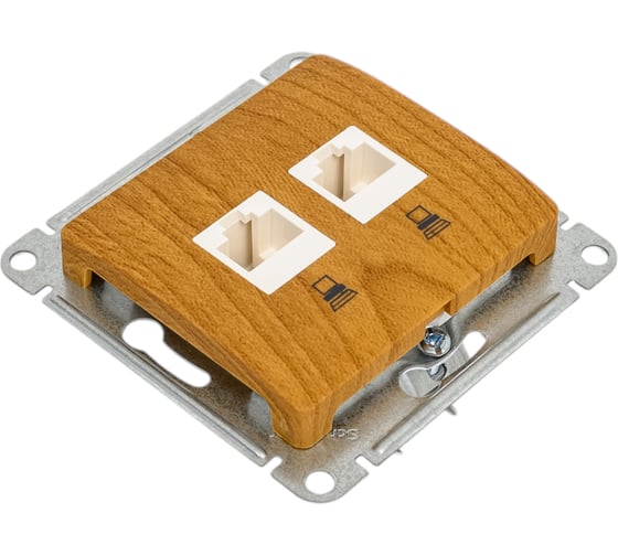 Механизм двойной компьютерной розетки Systeme Electric Glossa rj45+rj45, категория 5e, дуб GSL000585KK