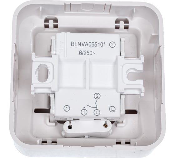 2-клавишный выключатель Systeme Electric Blanca открытой установки (cх.5) с подсветкой, 6а, 250в, белый BLNVA065101