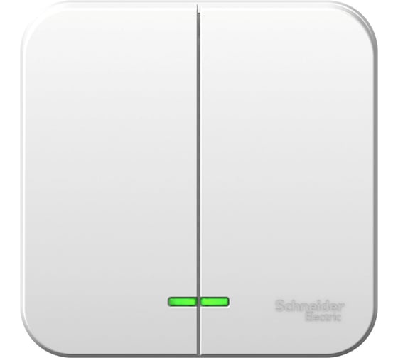 2-клавишный выключатель Systeme Electric Blanca открытой установки (cх.5) с подсветкой, 6а, 250в, белый BLNVA065101 1