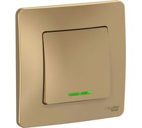 1-клавишный переключатель Systeme Electric Blanca скрытой установки (cх.6) с подсветкой, 10а, 250b, титан BLNVS010614