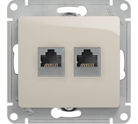 Механизм двойной розетки Systeme Electric Glossa rj11+rj45, категория 5e, молочный GSL000985
