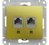 Механизм двойной компьютерной розетки Systeme Electric Glossa rj45+rj45, категория 5e, фисташковый GSL001085KK