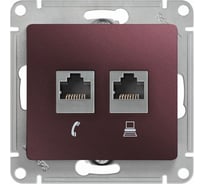 Механизм двойной розетки Systeme Electric Glossa rj11+rj45, категория 5e, баклажановый GSL001185