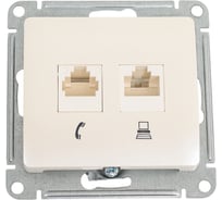 Механизм двойной розетки Systeme Electric Glossa rj11+rj45, категория 5e, перламутр GSL000685