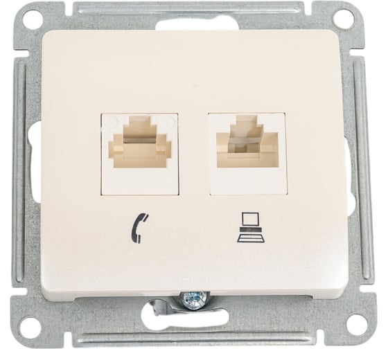Механизм двойной розетки Systeme Electric Glossa rj11+rj45, категория 5e, перламутр GSL000685