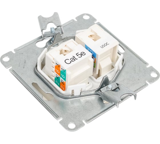 Механизм двойной розетки Systeme Electric Glossa rj11+rj45, категория 5e, перламутр GSL000685