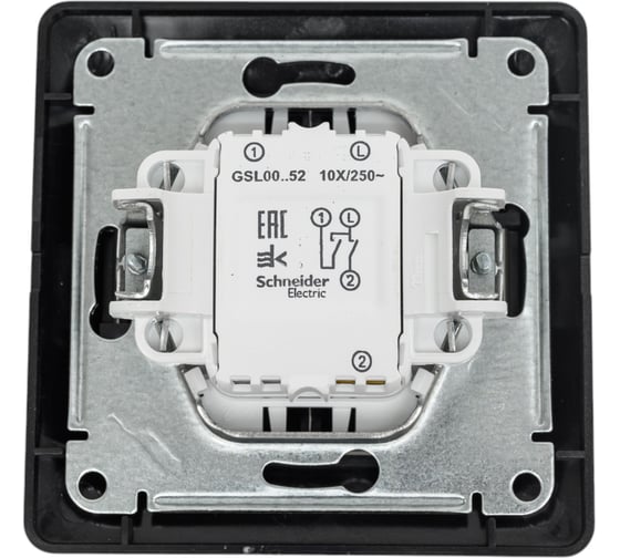 2-клавишный выключатель в сборе Systeme Electric Glossa сх.5, 10ax, графит GSL001352