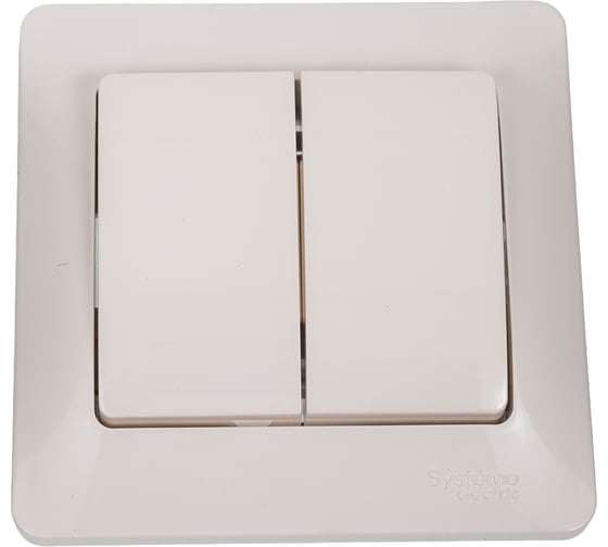 2-клавишный выключатель в сборе Systeme Electric Glossa сх.5, 10ax, молочный GSL000952