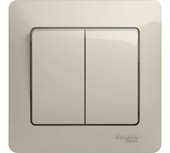 2-клавишный выключатель в сборе Systeme Electric Glossa сх.5, 10ax, молочный GSL000952 1