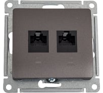 Механизм двойной компьютерной розетки Systeme Electric Glossa rj45+rj45, категория 5e, графит GSL001385KK