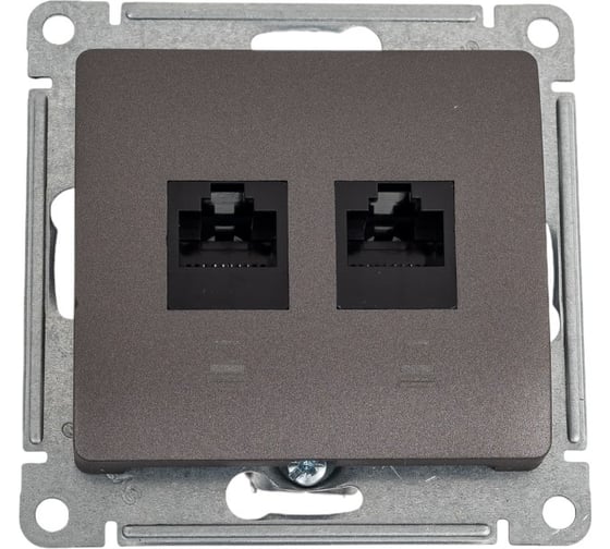 Механизм двойной компьютерной розетки Systeme Electric Glossa rj45+rj45, категория 5e, графит GSL001385KK 1
