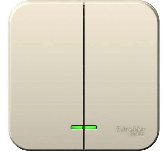 2-клавишный выключатель Systeme Electric Blanca открытой установки (cх.5) с подсветкой, 6а, 250в, молочный BLNVA065102 1