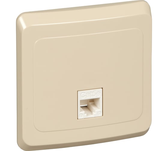 Компьютерная розетка Systeme Electric этюд, скрытой установки, rj45, категория 5е, кремовый, россия KOMC-001K