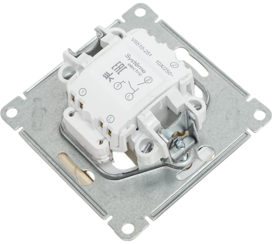 Механизм 2-клавишного выключателя с подсветкой Systeme Electric W59 10ах, слоновая кость VS510-251-2-86