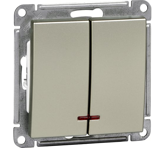 Механизм 2-клавишного выключателя с подсветкой Systeme Electric W59 10ах, шампань VS510-251-4-86