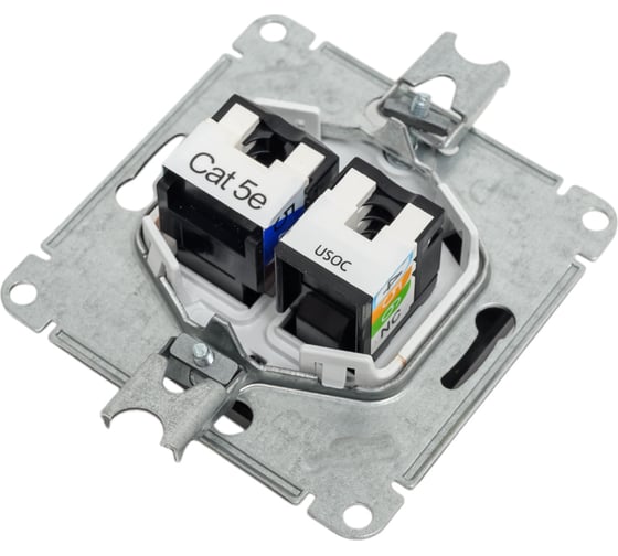 Механизм двойной розетки Systeme Electric Glossa rj11+rj45, категория 5e, графит GSL001385