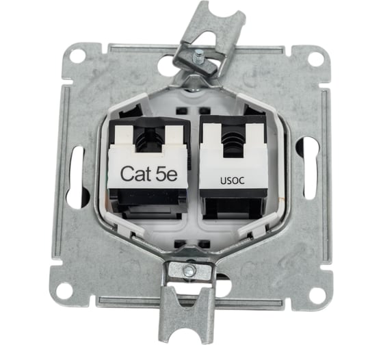 Механизм двойной розетки Systeme Electric Glossa rj11+rj45, категория 5e, графит GSL001385