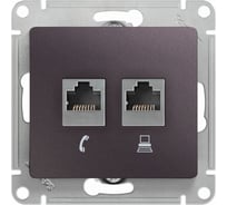 Механизм двойной розетки Systeme Electric Glossa rj11+rj45, категория 5e, сиреневый туман GSL001485