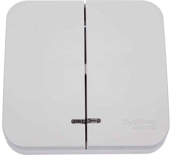 2-клавишный выключатель Systeme Electric Blanca открытой установки (cх.5) с подсветкой, монтажная пластина, 10а, 250b, белый BLNVA105121