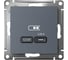 Розетка Systeme Electric Atlasdesign usb тип-c 65w высокоскор.заряд. qc, pd, механизм, грифель ATN000727 2