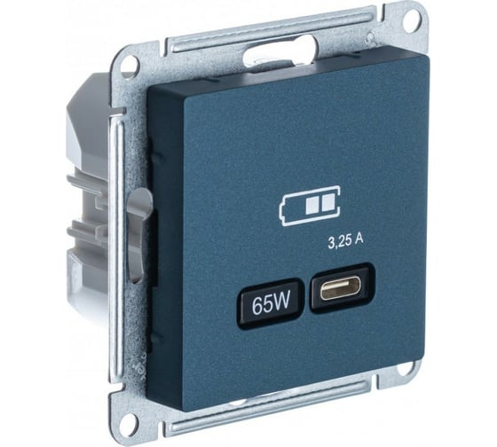 Розетка Systeme Electric Atlasdesign usb тип-c 65w высокоскор.заряд. qc, pd, механизм, изумруд ATN000827 1