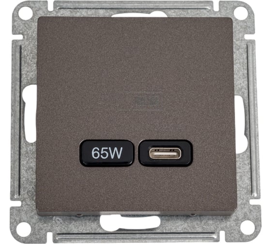 Розетка Systeme Electric Atlasdesign usb тип-c 65w высокоскор.заряд. qc, pd, механизм, мокко ATN000627 1