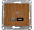 Розетка Systeme Electric Glossa usb a + тип-c 45w высокоскор.заряд. qc, pd, механизм, дерево дуб GSL000529 2