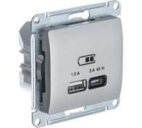 Розетка Systeme Electric Glossa usb a + тип-c 45w высокоскор.заряд. qc, pd, механизм, платина GSL001229