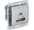 Розетка Systeme Electric Glossa usb a + тип-c 45w высокоскор.заряд. qc, pd, механизм, платина GSL001229 1