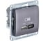 Розетка Systeme Electric Glossa usb a + тип-c 45w высокоскор.заряд. qc, pd, механизм, сиреневый туман GSL001429 1