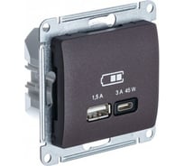 Розетка Systeme Electric Glossa usb a + тип-c 45w высокоскор.заряд. qc, pd, механизм, шоколад GSL000829