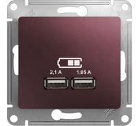 Розетка Systeme Electric Glossa usb a+a, 5в/2,1 а, 2x5в/1,05 а, механизм, баклажановый GSL001133